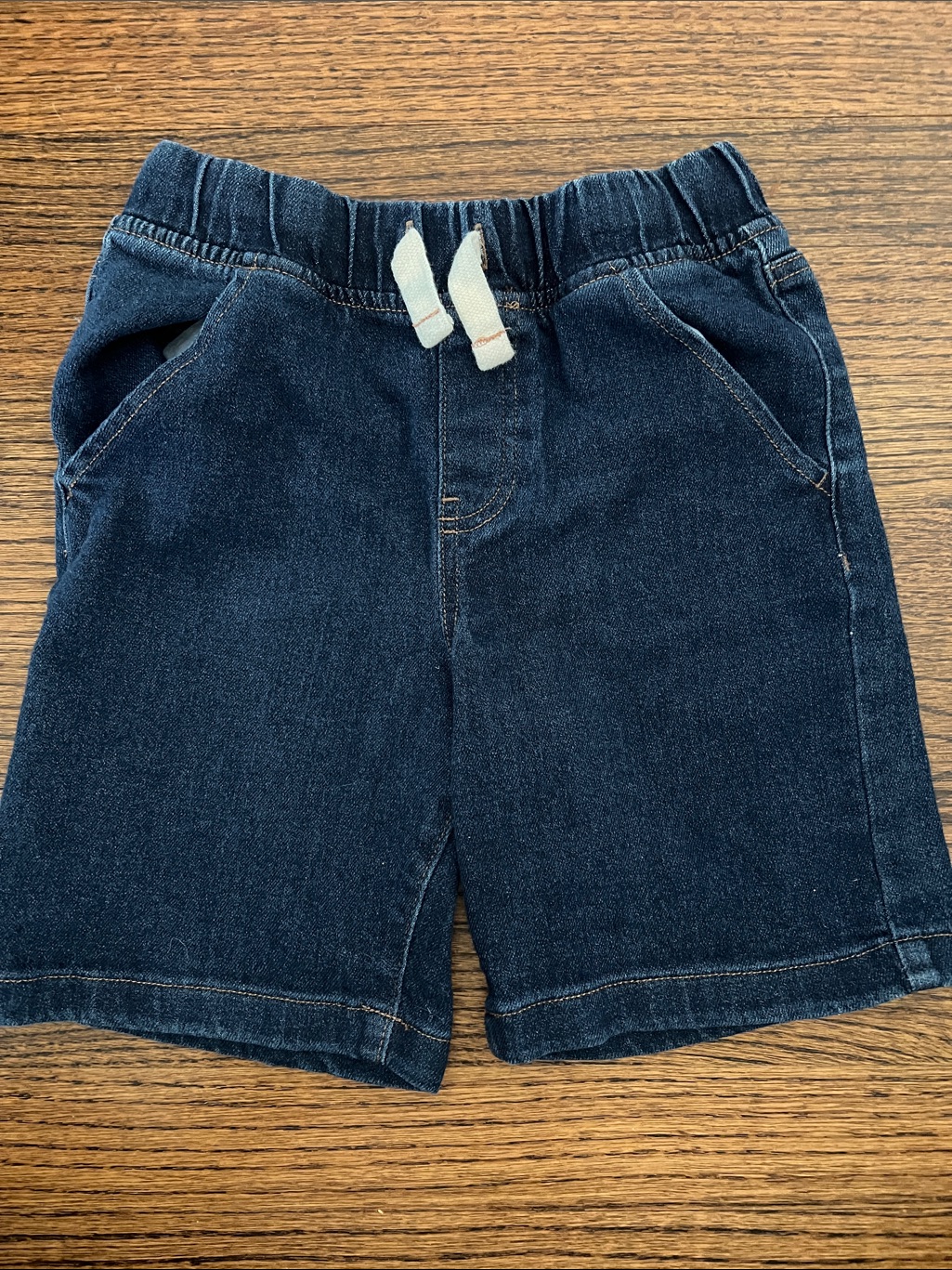 Garanimals Dark Blue Denim Pull-On Shorts With White Drawstring